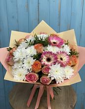 Букет цветов из:  Розы, Герберы и Хризантемы в Черноголовке