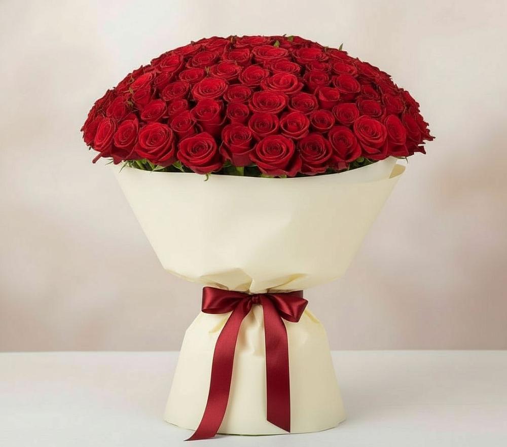 Букет 101 Красная роза Милано в Черноголовке