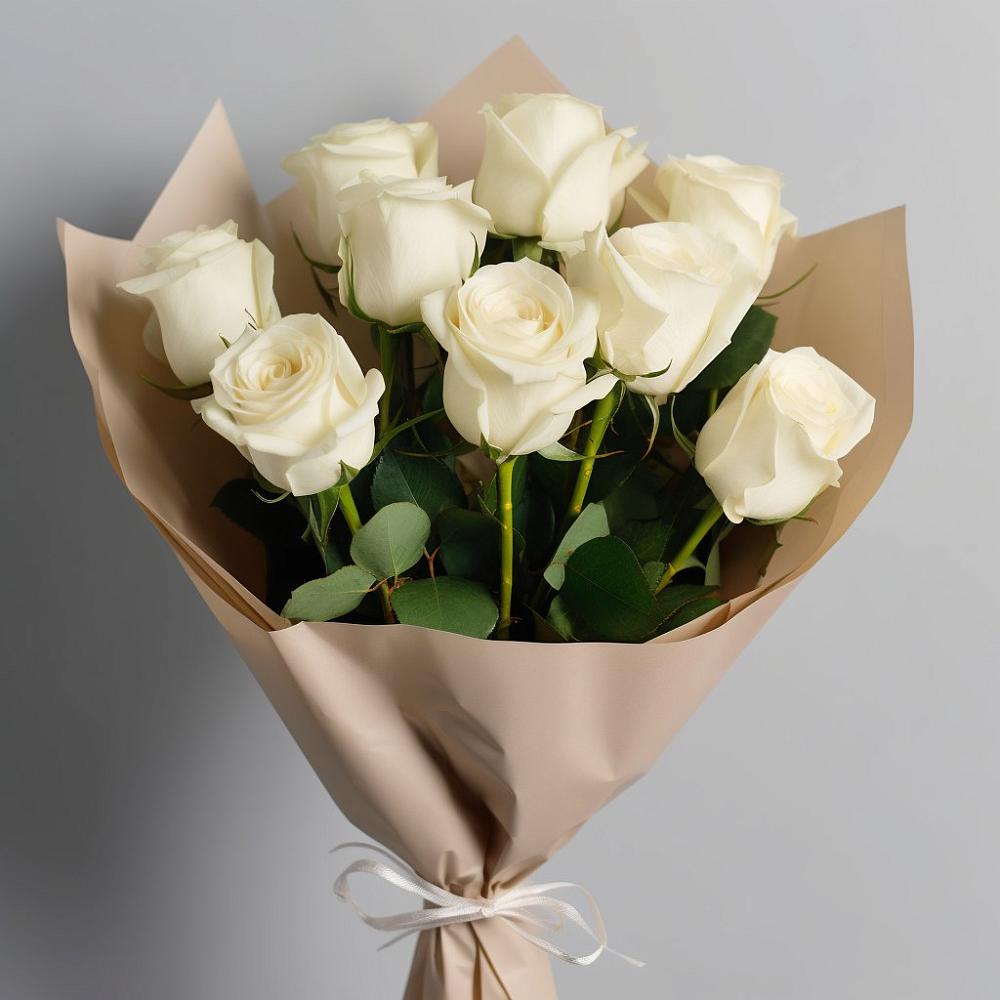 Букет 9 Белых роз Эдлесс Лав в Черноголовке