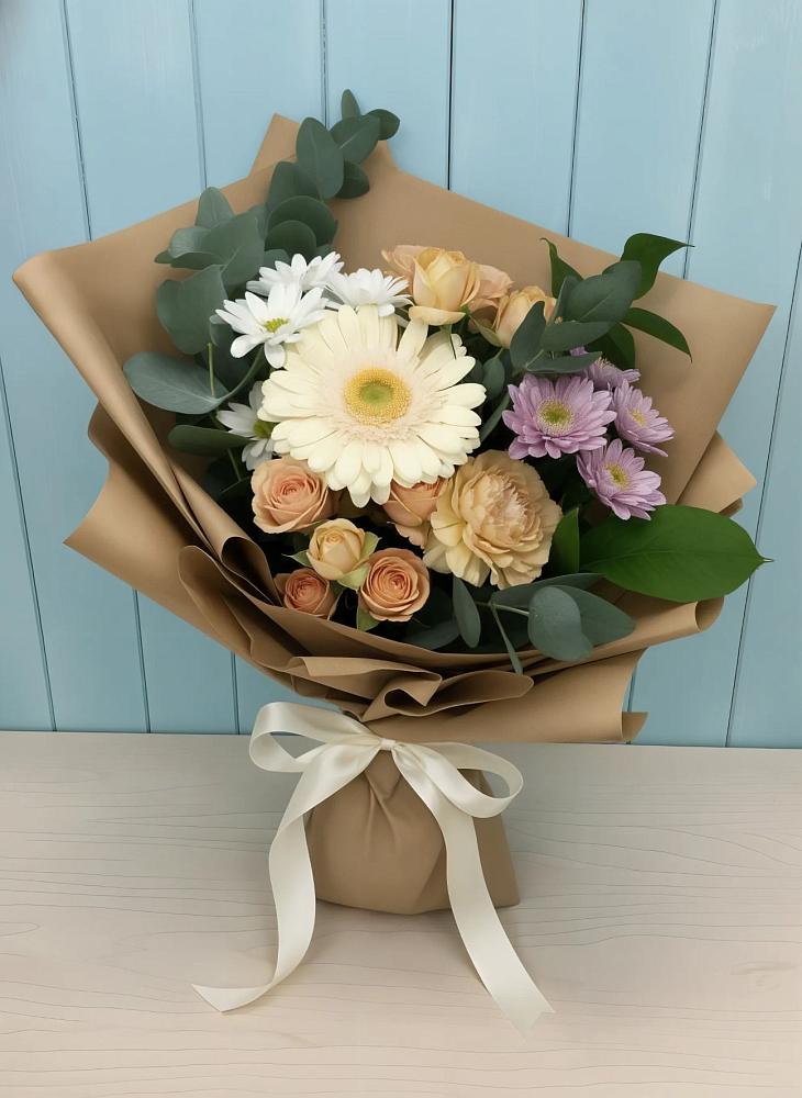 Букет цветов из: Герберы и Хризантемы в Черноголовке