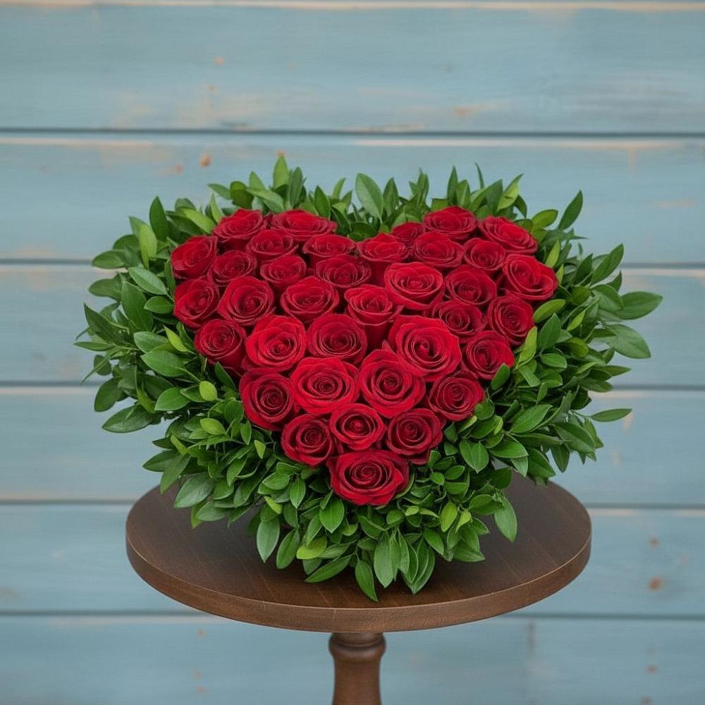 Цветочная композиция из Розы в виде сердца в Черноголовке