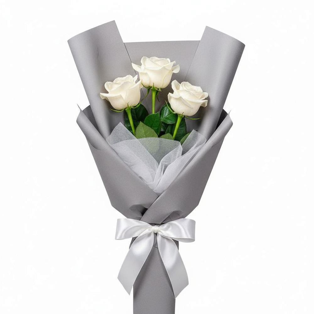 Букет 3 белые розы в Черноголовке
