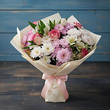 Букет цветов из:  Хризантемы, Альстромерии и Розы в Черноголовке