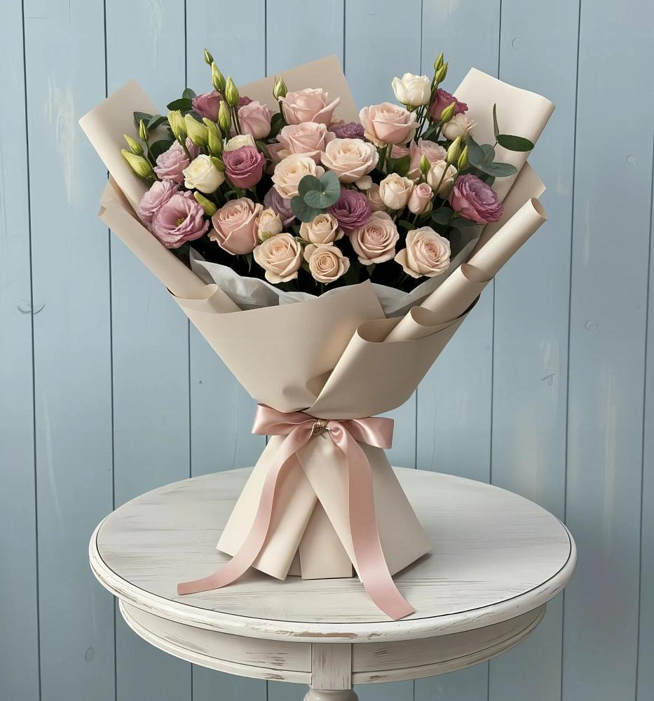 Букет цветов из: Розы и Лизиантусы в Черноголовке