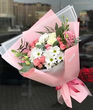 Букет цветов из:  Розы, Лизиантусы и Хризантемы в Черноголовке
