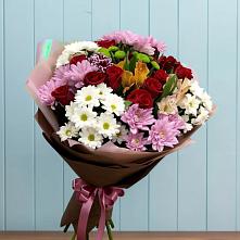 Букет цветов из:  Розы, Хризантемы и Альстромерии #REPLACE_PRED# Черноголовке