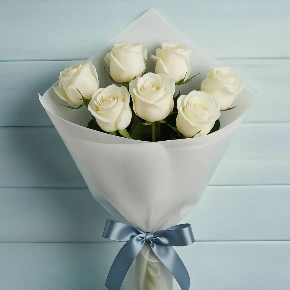 Букет 7 Белых роз Эдлесс Лав в Черноголовке